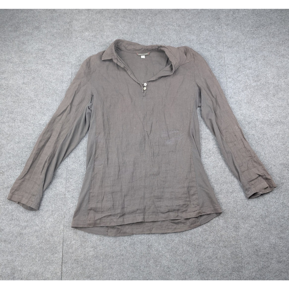 American Colors Shirt Womens Large Woven Cotton Lagenlook Coastal Minimal Boho